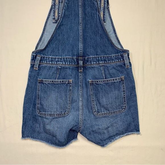 Shortalls Girl’s XL 14-16 Blue Denim Jean Overall Shorts Cut Off Raw Hem Summer - Picture 5 of 9